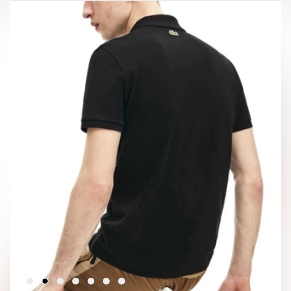 Lacoste Men's Black Signature Slim-Fit Pique Graphic Polo Shirt Size L (5) - Picture 2 of 11